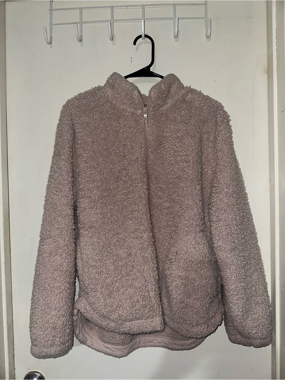 GAP Plush Zip-Up Sherpa sweater  - Light Taupe